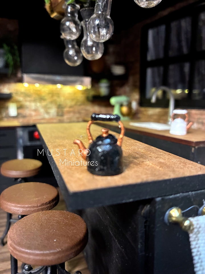 Dollhouse Miniature Tea Kettle in Black or White