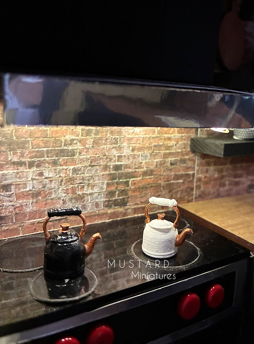 Dollhouse Miniature Tea Kettle in Black or White