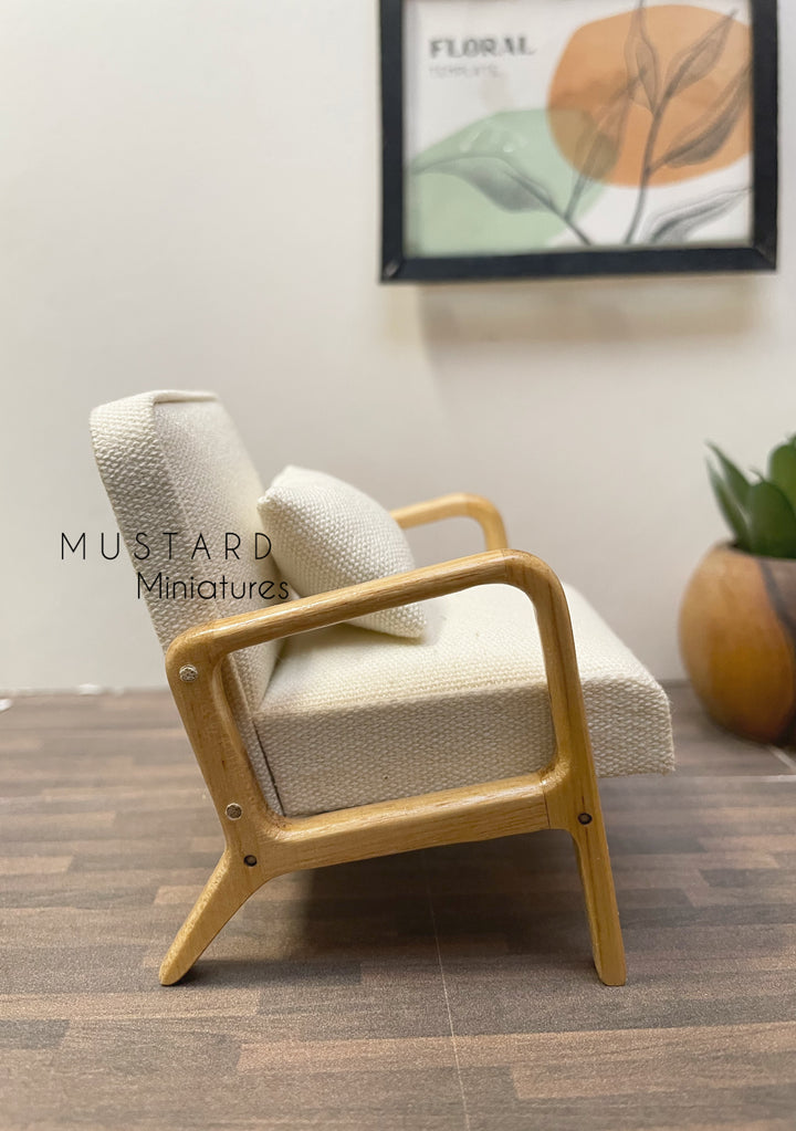 1:12 Scale Dollhouse Square Wood legs Accent Chair, Modern Miniatures