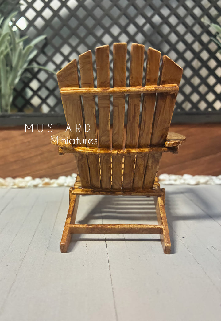 1:12 Scale Dollhouse Brown Adirondack Chairs or table with lantern plant