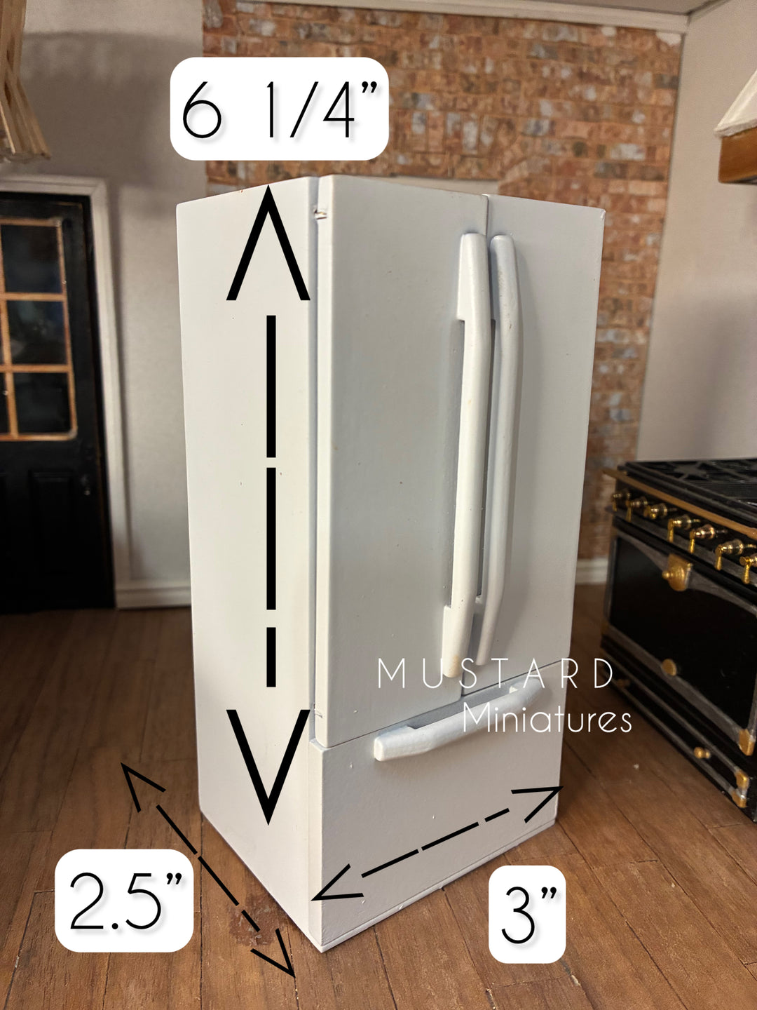 1:12 Scale Dollhouse Miniature White Refrigerator with operating light