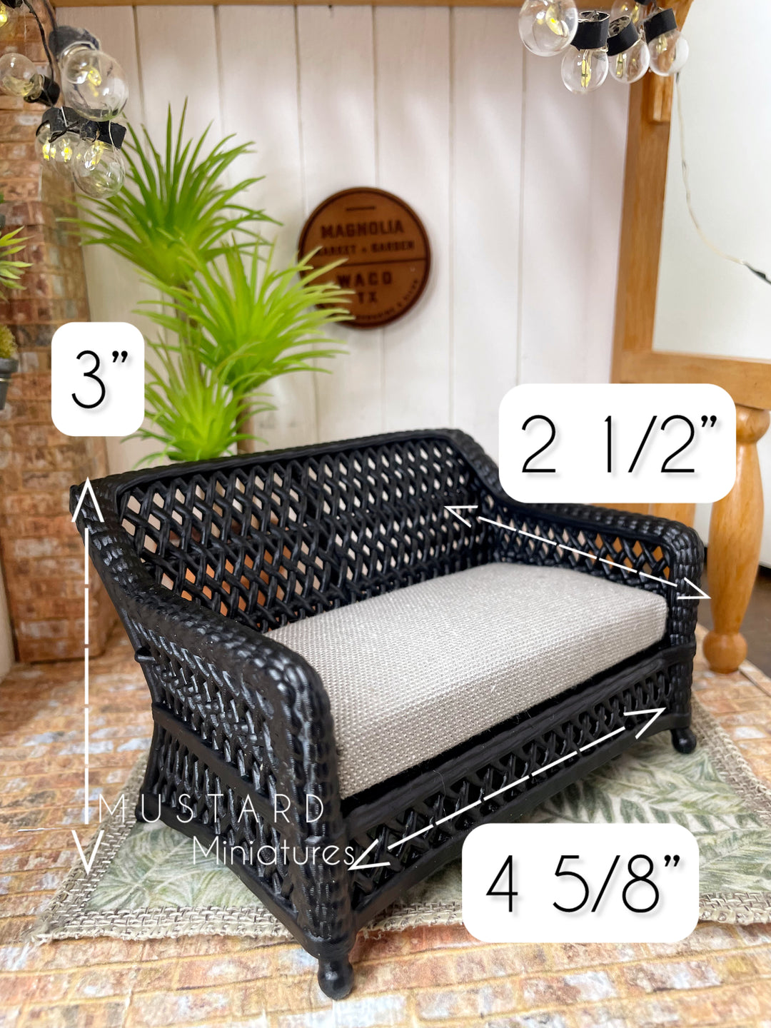 1:12 Scale Dollhouse 3D Wicker Patio Furniture or Tables or Lanterns, Black Gray