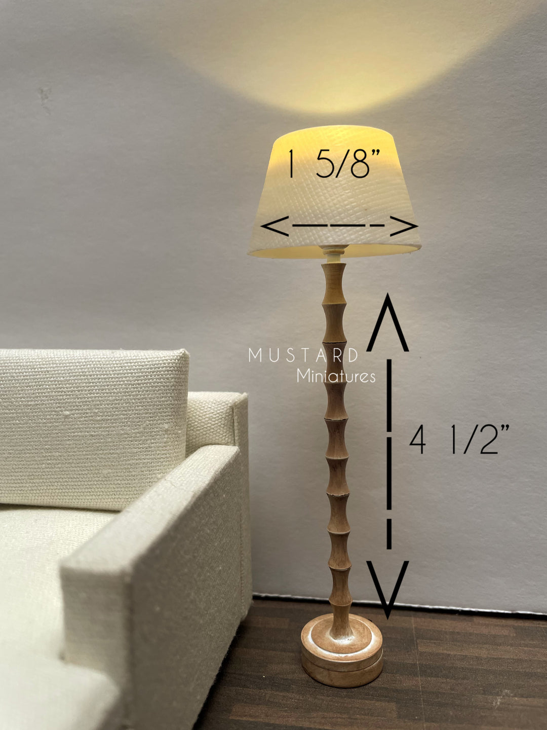 1:12 Dollhouse White Wash Floor Lamp