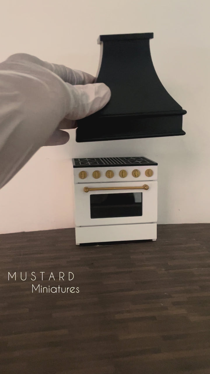 1:12 Scale Dollhouse Black Range Hood with Working Light
