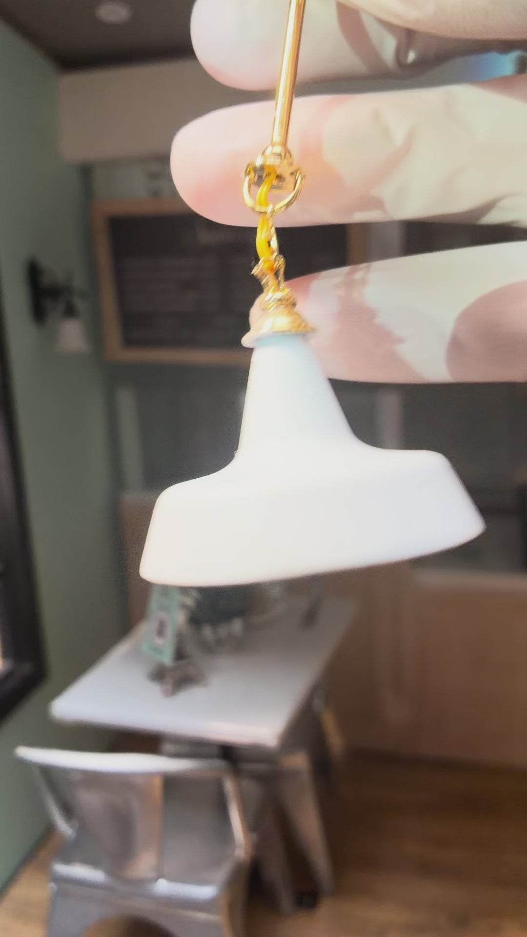 1:12 Dollhouse Farmhouse Battery Operated Lamp, Modern Funnel Light White