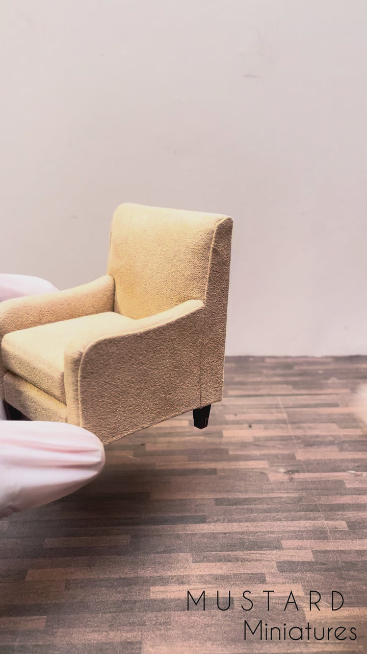 1:12 Scale Dollhouse Brown Arm Chair, Modern Miniatures