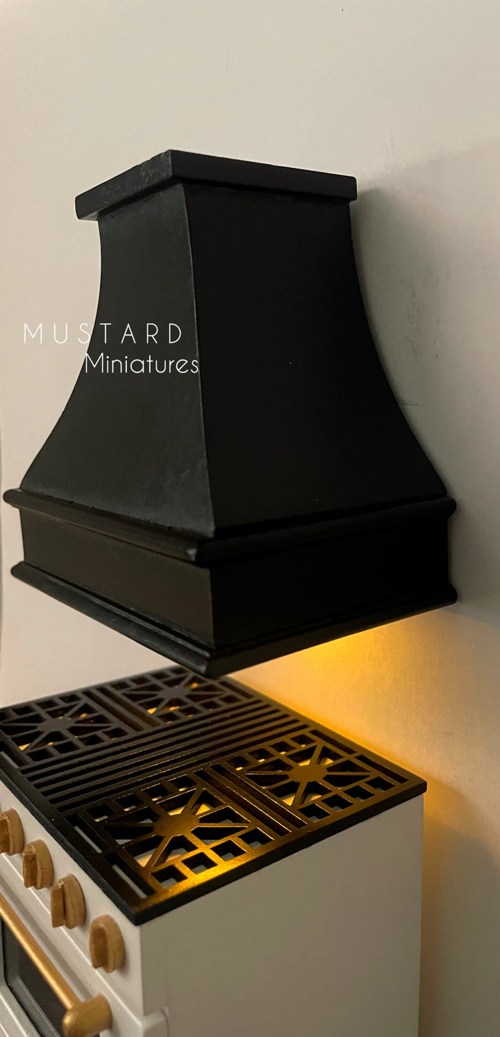 1:12 Scale Dollhouse Black Range Hood with Working Light