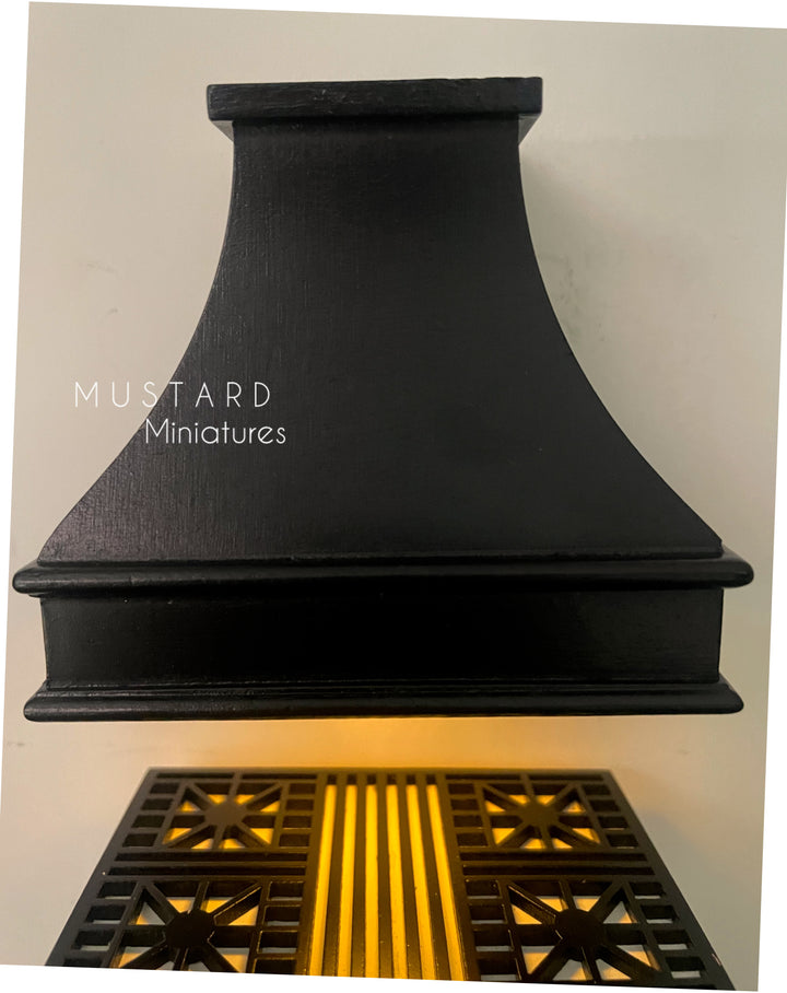 1:12 Scale Dollhouse Black Range Hood with Working Light