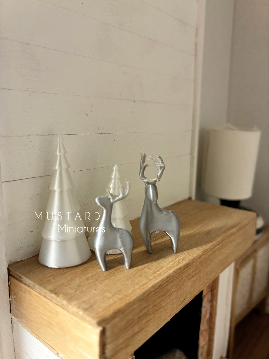 Dollhouse Miniature Christmas Reindeer or Mini White Trees