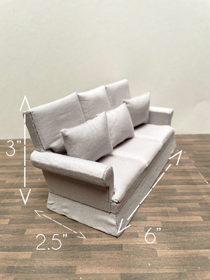 1:12 Scale Dollhouse Gray Sofa