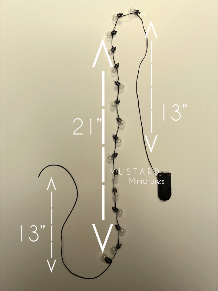 Dollhouse Miniature Patio Lights, Battery Operated, Strand of 16 lights