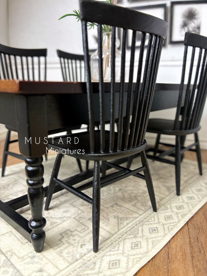 1:12 Scale Dollhouse Dining table, Modern Farmhouse Wood table or Miniature chairs