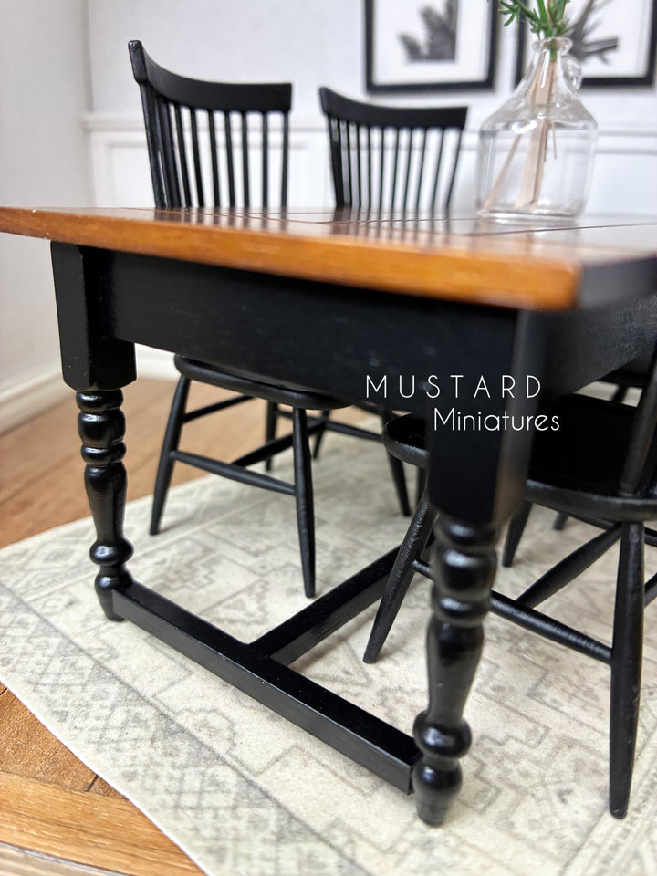 1:12 Scale Dollhouse Dining table, Modern Farmhouse Wood table or Miniature chairs