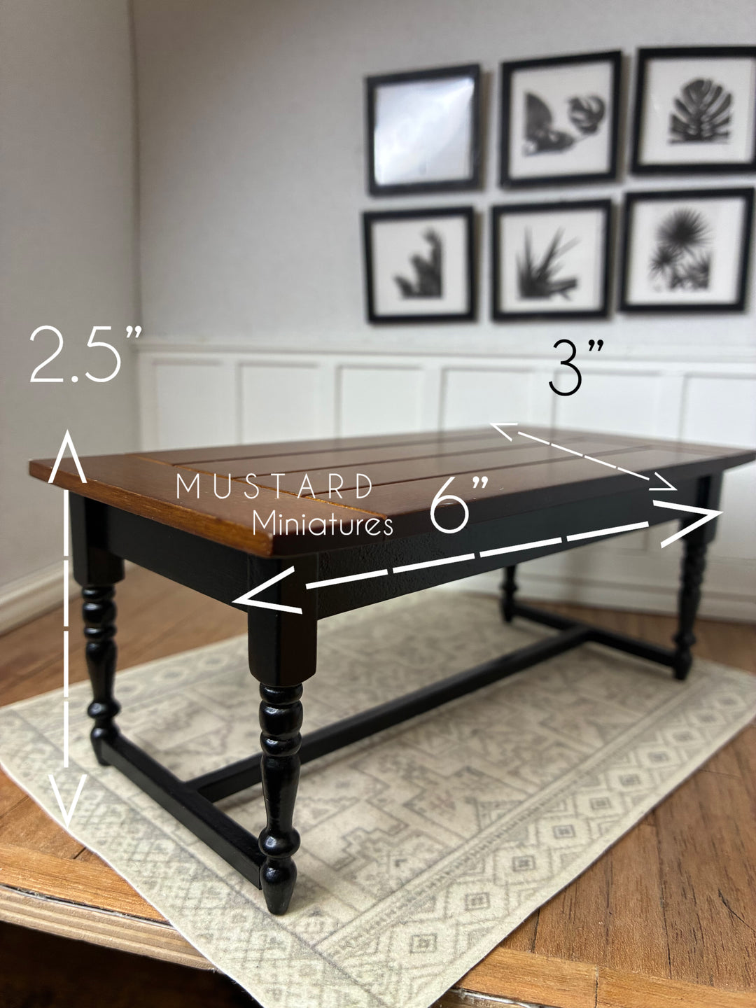 1:12 Scale Dollhouse Dining table, Modern Farmhouse Wood table or Miniature chairs