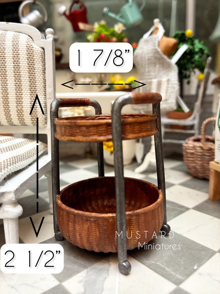 Dollhouse "Rolling" Wicker Table Cart