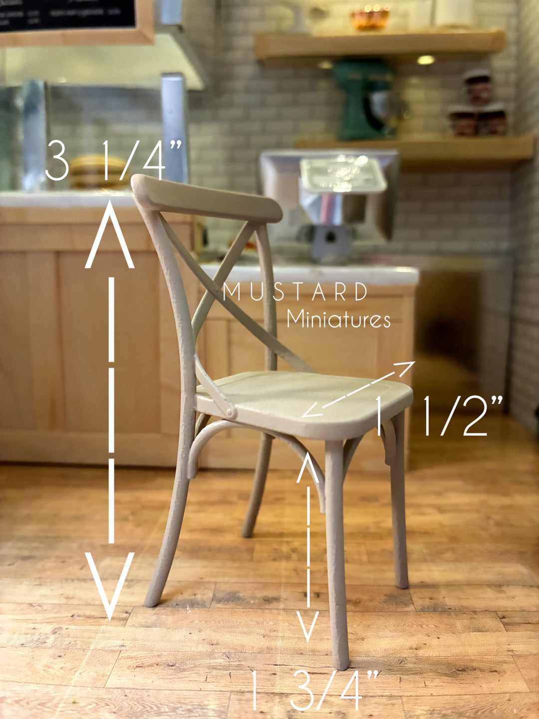 Dollhouse Dining Set, Modern  X Back Chairs, Bistro Table. Light Brown